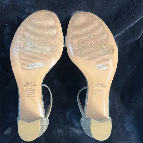 Stuart Weitzman Gold Mesh 3” Heels - Picture 6 of 8